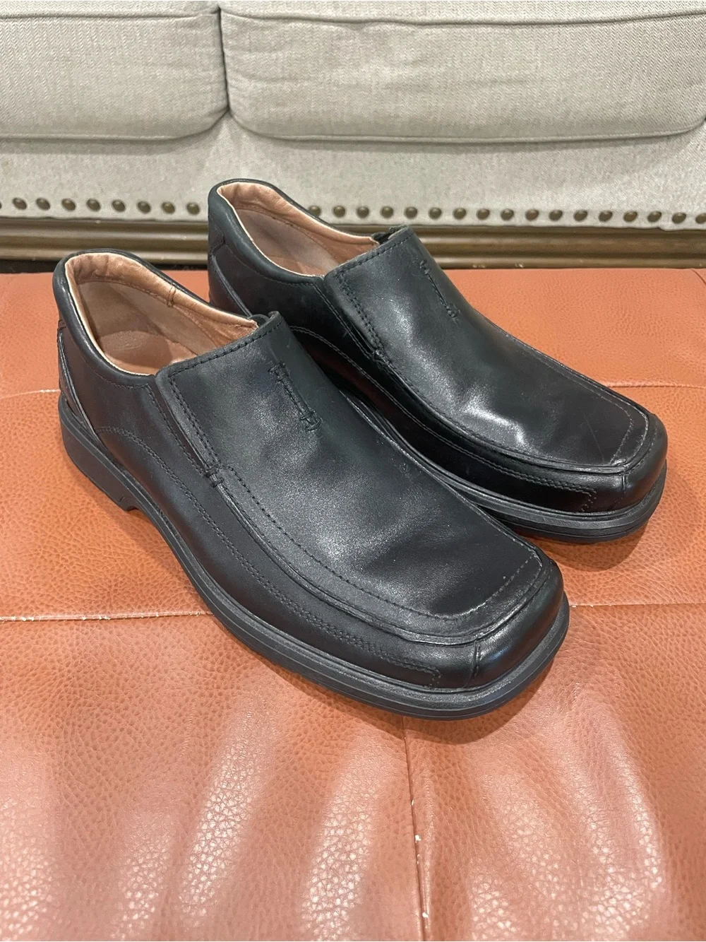 Men's Clark Black Leather Slip-On Dress Shoes